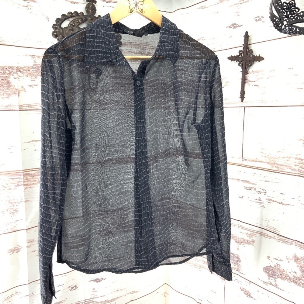 Express Vintage Sheer Snake Blouse Top Large